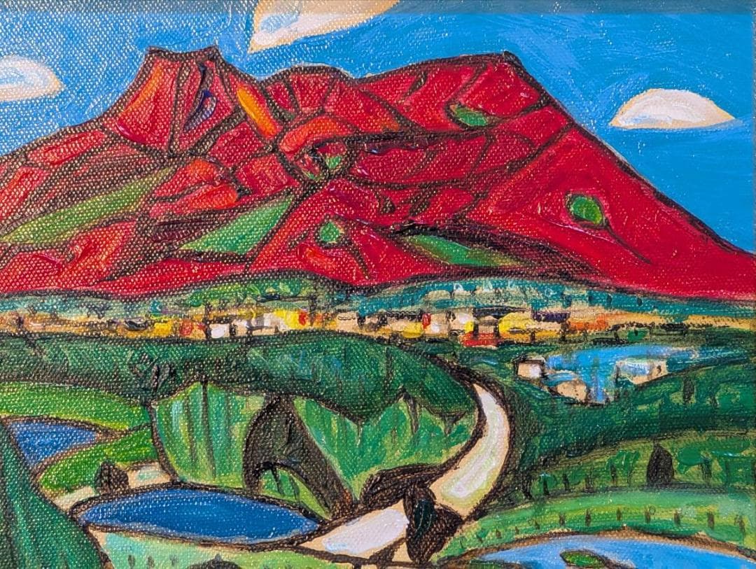 【真作】絵画　市村司　油彩SM　浅間山　力強い色彩表現　モダンアート　Z33