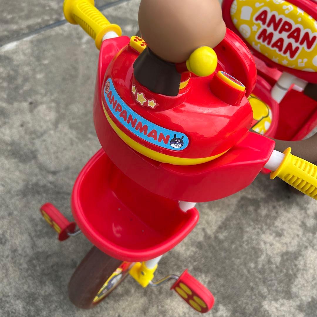 アンパンマン 三輪車 赤 手押し棒付き サンシェード付き 押し棒 子供用 キッズ