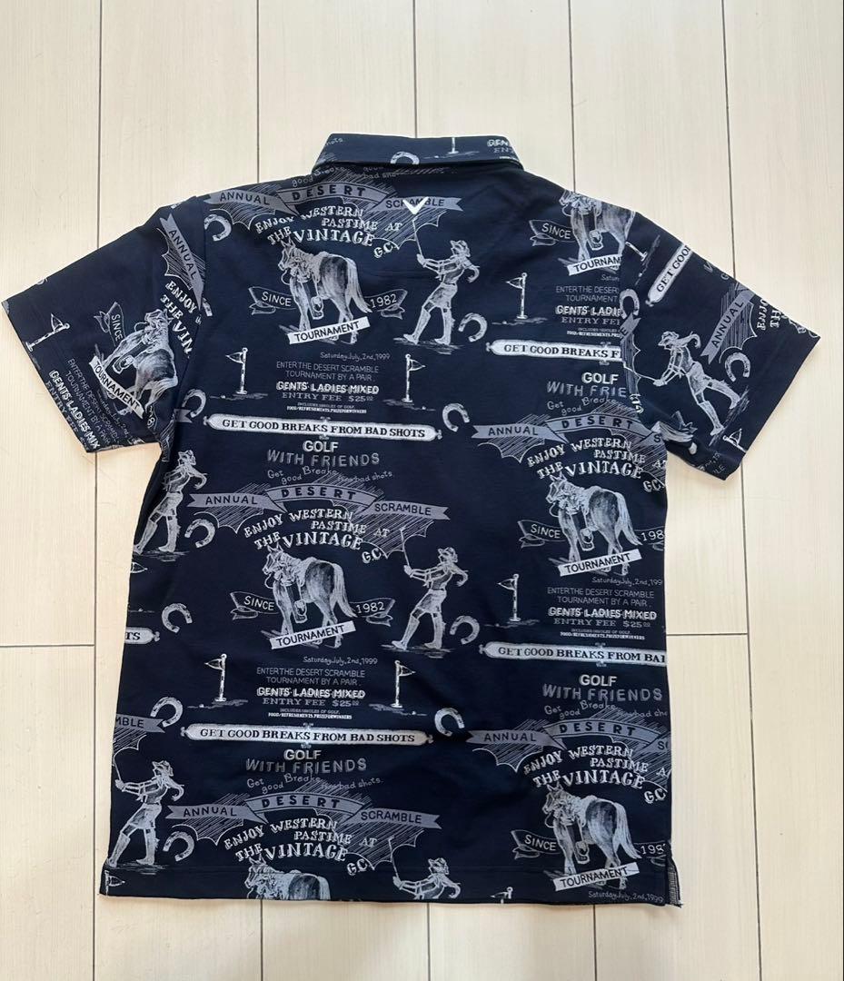 【極美品】キャロウェイ ゴルフウェア ポロシャツ ヴィンテージ柄　ネイビー LL
