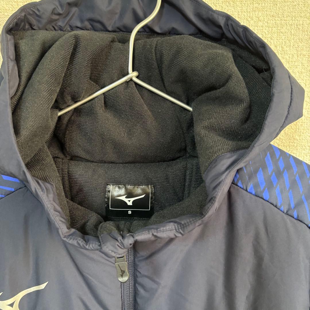 【超美品】ミズノ　中綿ハーフベンチコート　ネイビーS