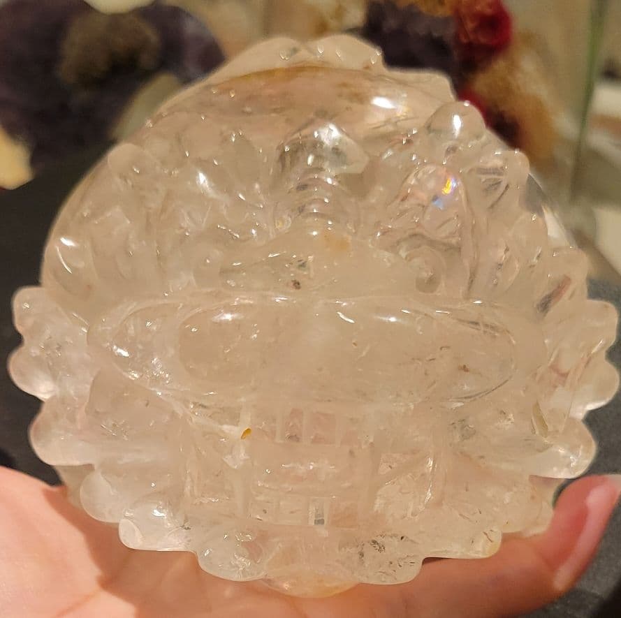 ！！逸品！！特大ロングイ1キロ超え！希少貴重手彫りヒマラヤ水晶ライモナイト虹入り
