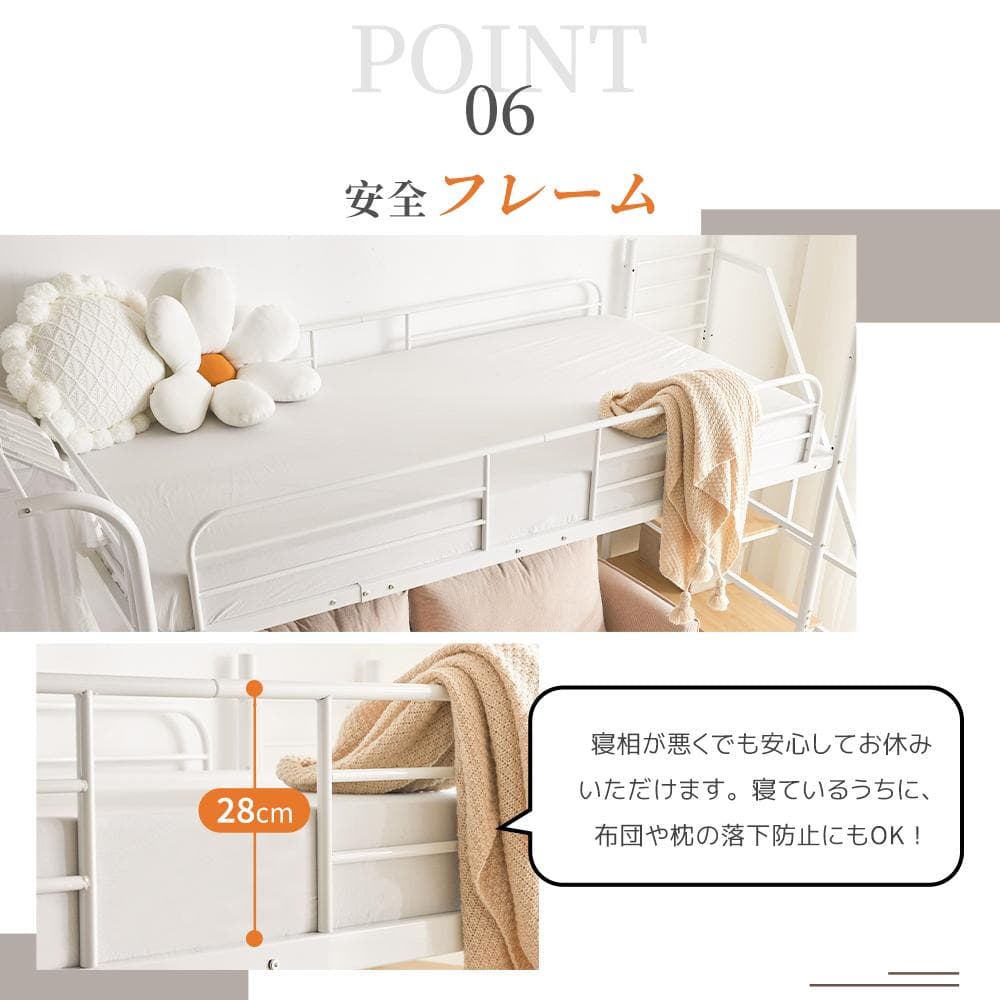 赤字価格！ロフトベッド シングル デスク付 北欧風 耐震 おしゃれ　Black