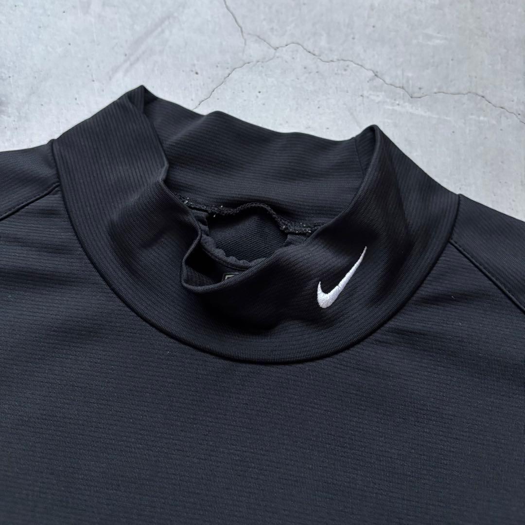【美品】NIKE GOLF ナイキゴルフ モックネック長袖シャツ ロゴ 黒 L