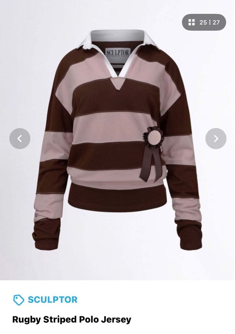 レディースウェア SCULPTOR Rugby Striped Polo Jersey