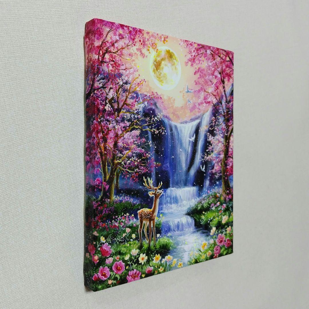 【神秘なる水辺】アクリル画 F3 風景画 絵画