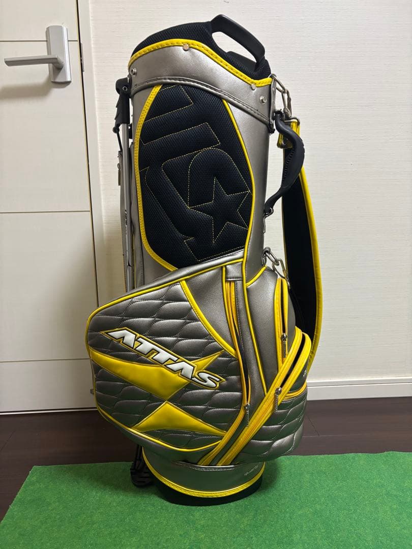 ATTAS ゴルフバッグ・キャディバッグ シルバー/イエロー　おまけ付き