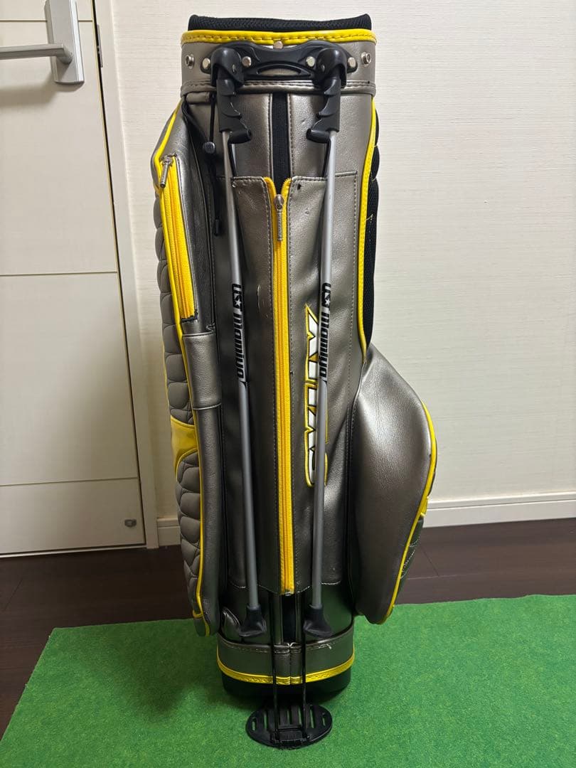 ATTAS ゴルフバッグ・キャディバッグ シルバー/イエロー　おまけ付き