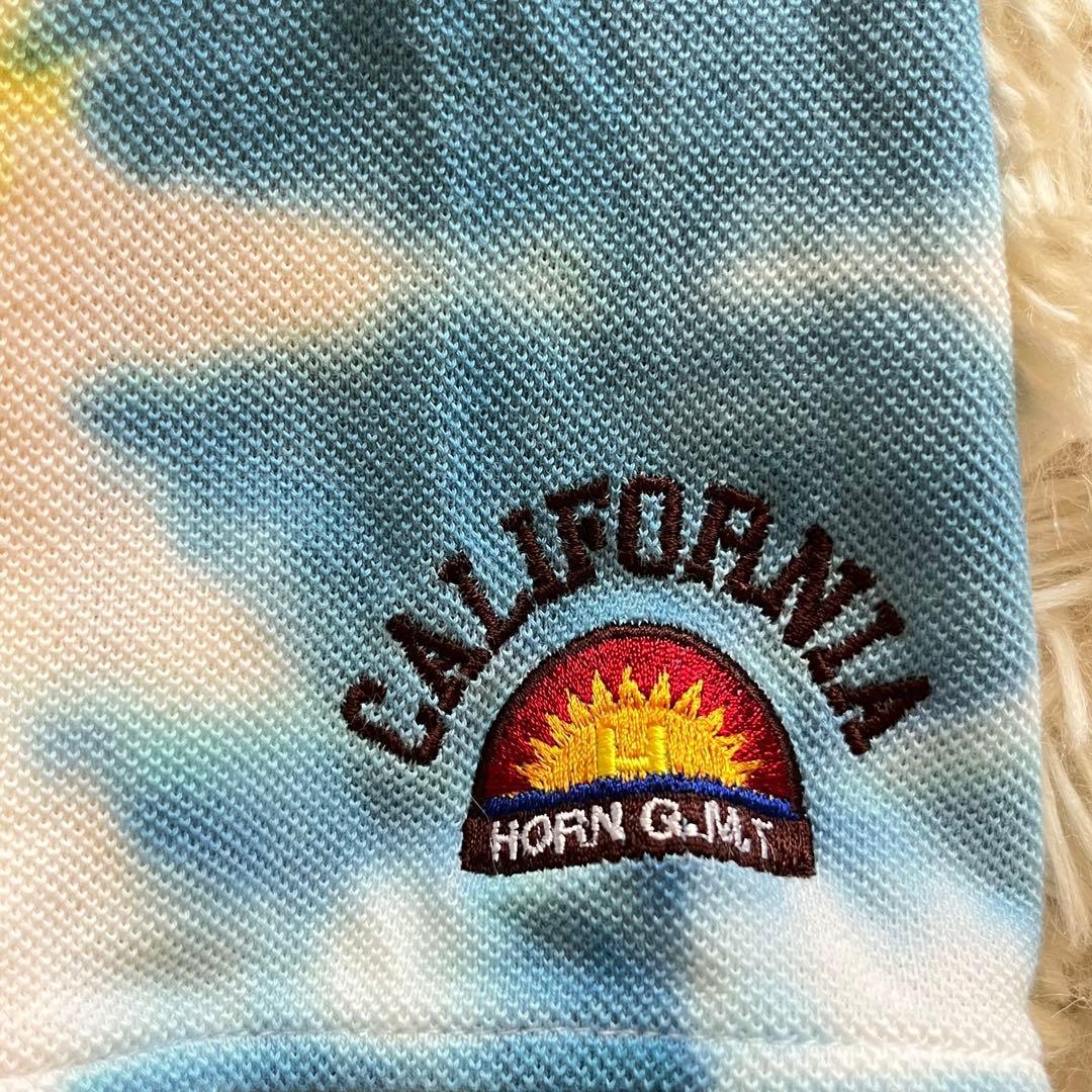 HORN GARMENT ゴルフ ミッキー刺繍 ポロシャツ タイダイ柄 L