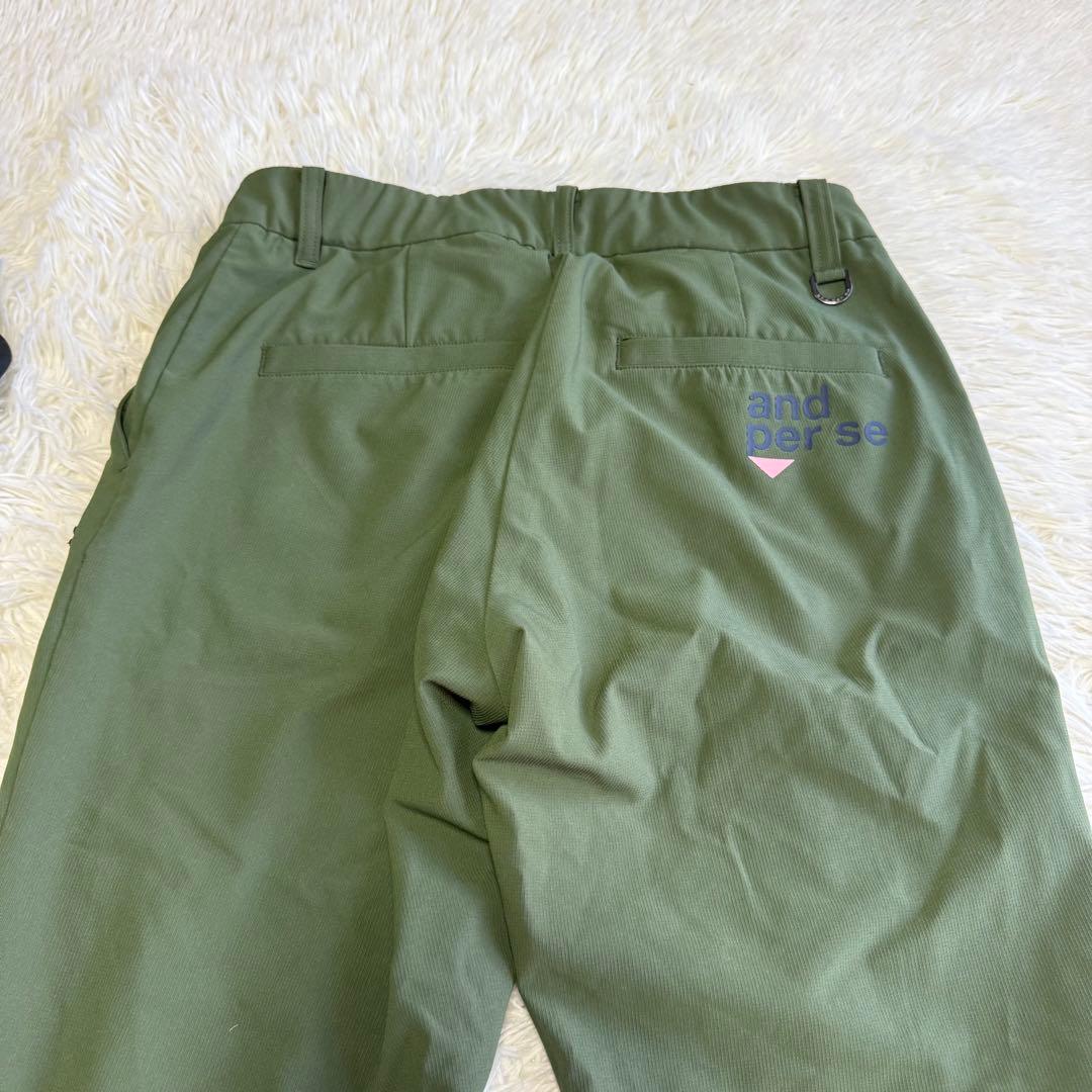 【アンパスィ】美品 サマーパンツ カーキ Lサイズ ワッペン レディース