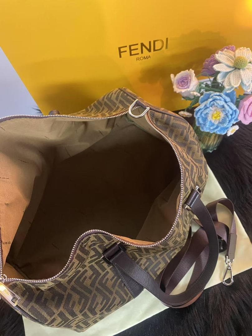 即日発送~ FENDI ボストンバッグ ブラウン キャンバス