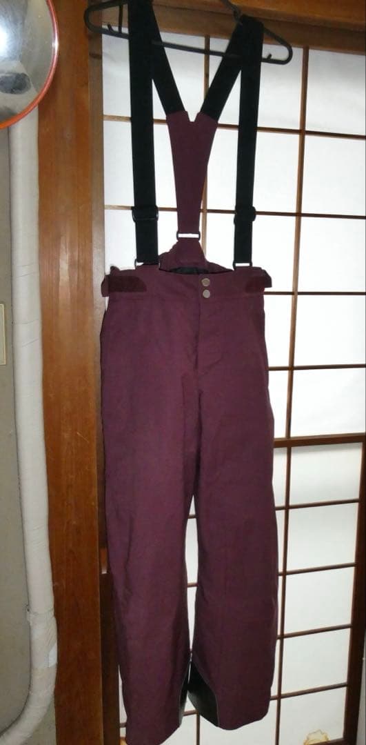 DESCENTE バーガンディ スノーボードウェア サスペンダー付き