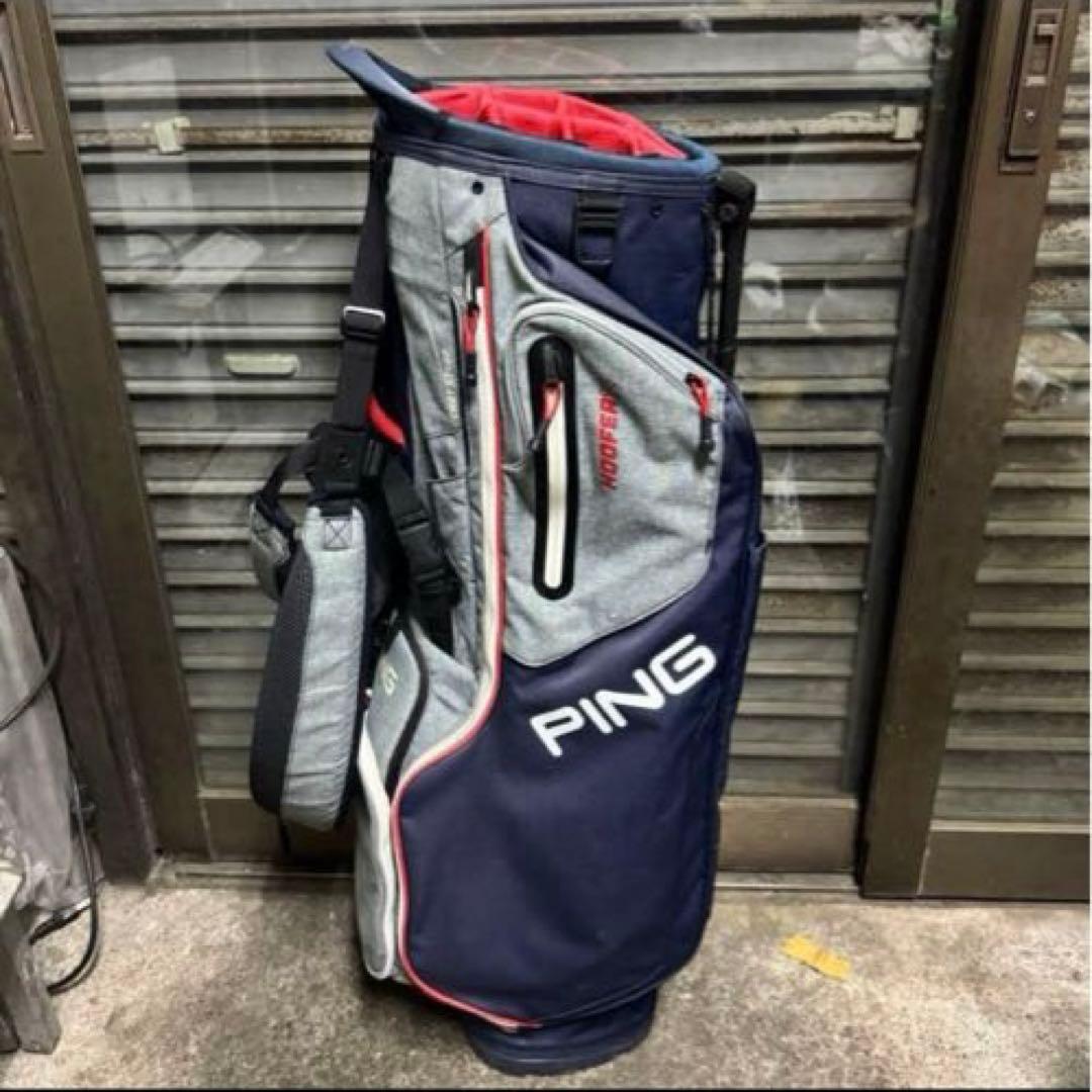 PING HOOFER 14スタンド キャディバッグ ネイビー グレー レッド