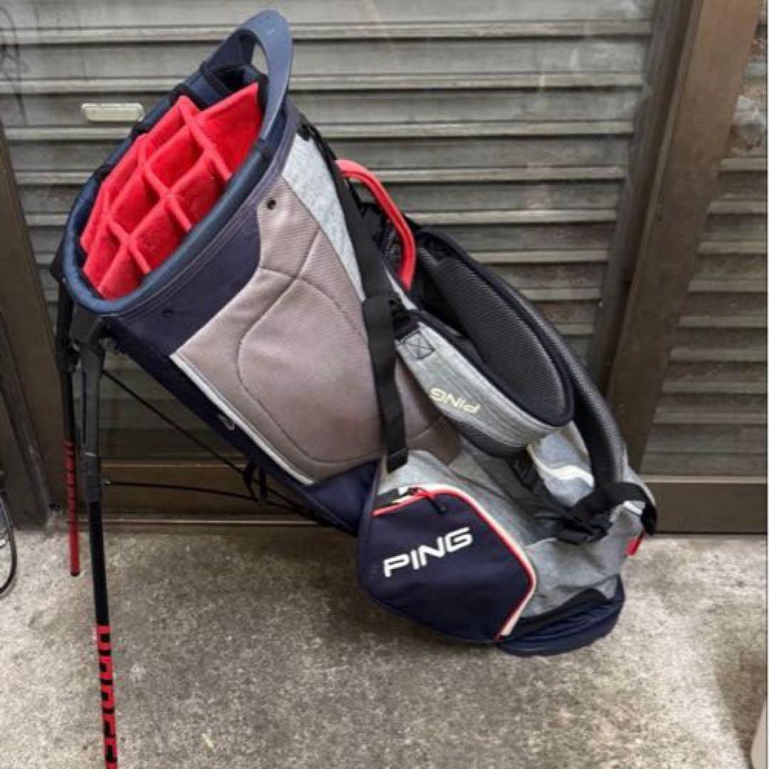 PING HOOFER 14スタンド キャディバッグ ネイビー グレー レッド