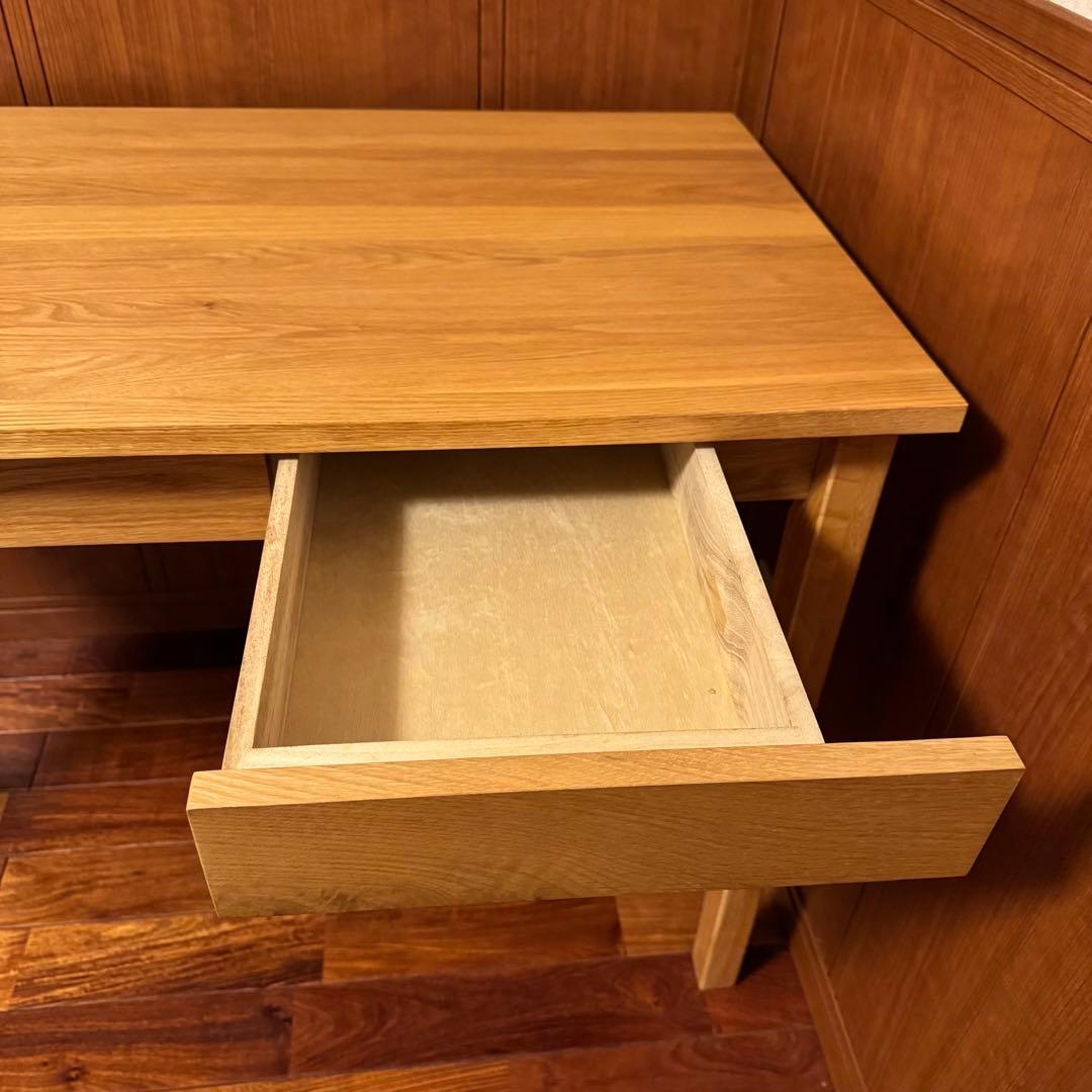 無印良品 無垢材 デスク 机 引出付 オーク材 完成品 送料込