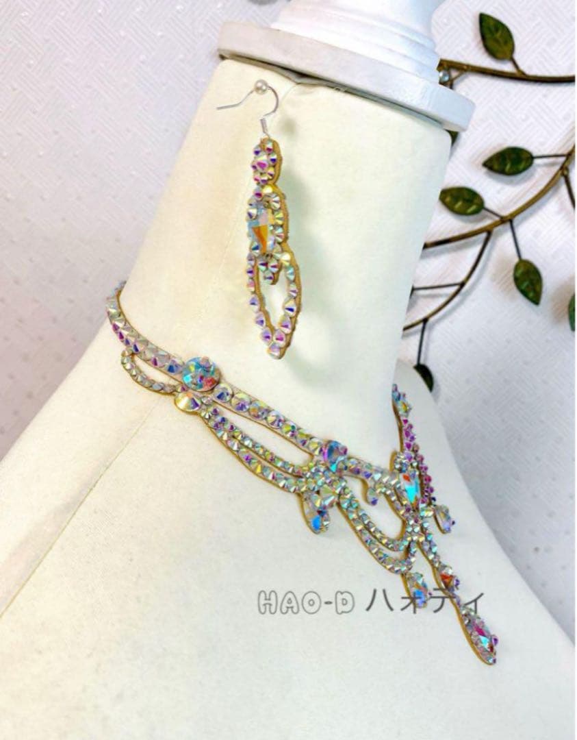 新品★ネックレス★ピアス★オーロラストーン★社交ダンス★サルサ★パーティー