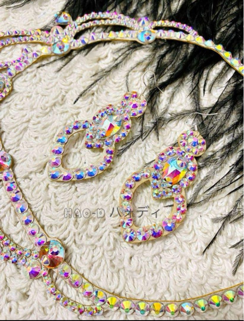 新品★ネックレス★ピアス★オーロラストーン★社交ダンス★サルサ★パーティー