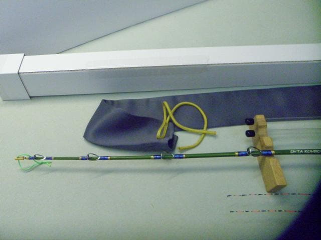 Ｈ-089★手作り（布袋竹）筏竿【全長151ｃｍ】【グリーン竿】太田工房★