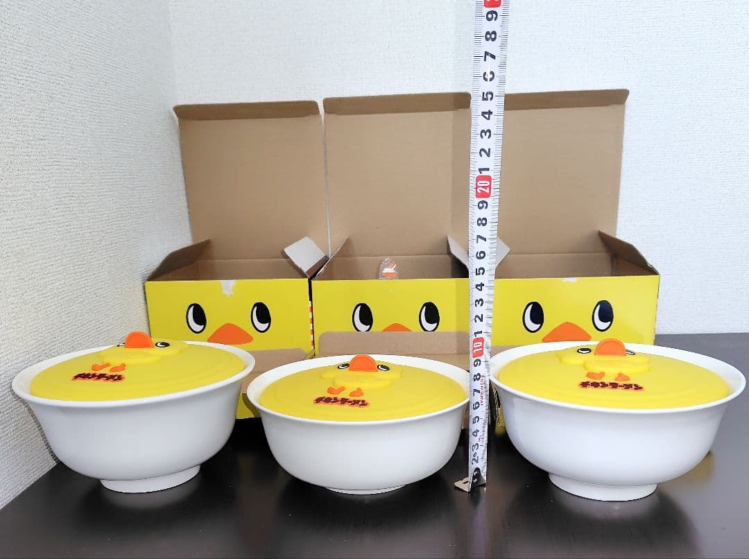 【3組セット！！新品＆未使用】チキンラーメン ひよこちゃんぬいぐるみ＆どんぶり