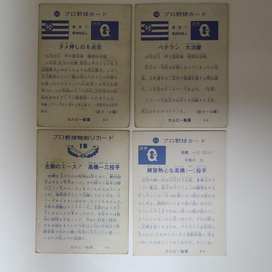 プロ野球カード1973年度版読売ジャイアンツ