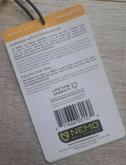 【ほぼ未使用】NEMO HEXALITE LE 6P タープ