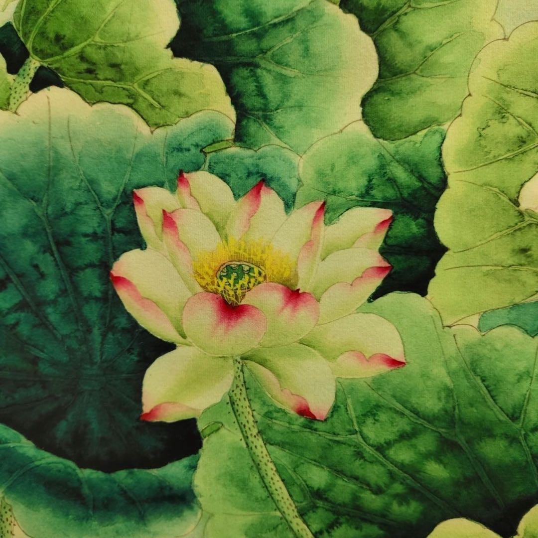 张大千 荷花鸳鸯 中国画 掛け軸 水墨画 和室 玄関 茶室 壁掛け 美術品