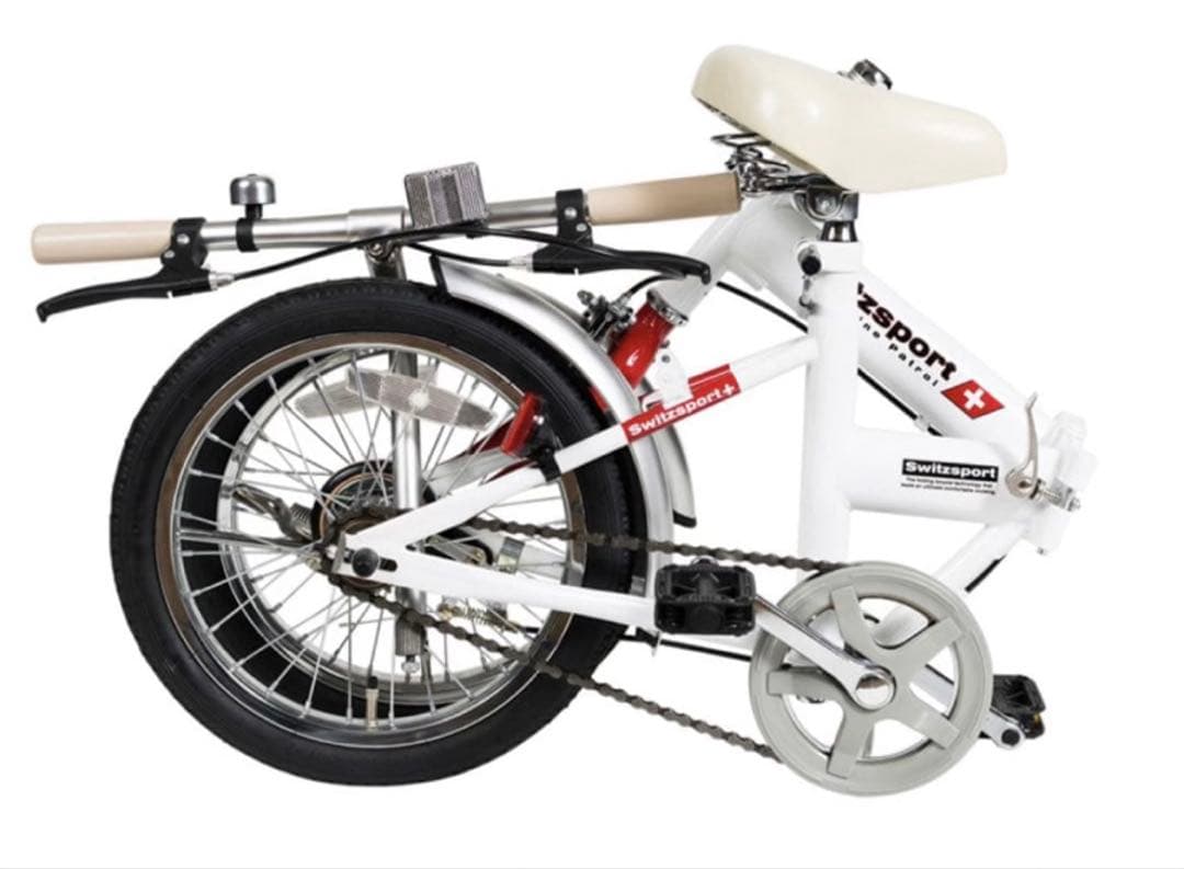 【引き取り限定】Switzsport 折りたたみ自転車 ホワイト/ヘルメット