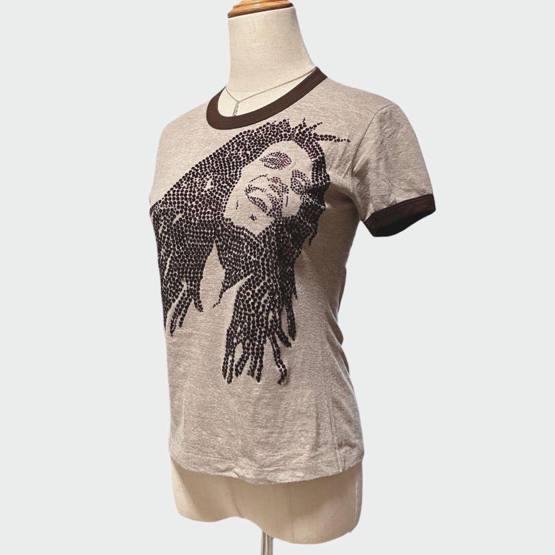 希少 アイコニッククチュール ボブマーリー Tシャツ リンガーラインストーン M