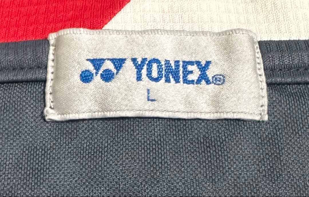 ヨネックス　バドミントンシャツ Lサイズ グレー/レッド