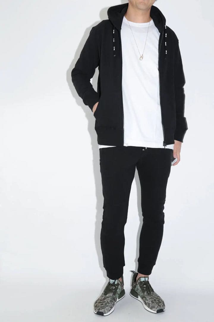 TFW49 ジップパーカー➕パンツ　セットアップ　黒 定価6.3万円