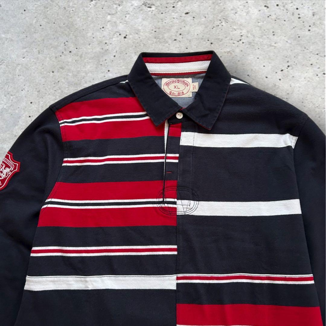 美品【ブルックスブラザーズ】ラガーシャツ クレイジーボーダー XL