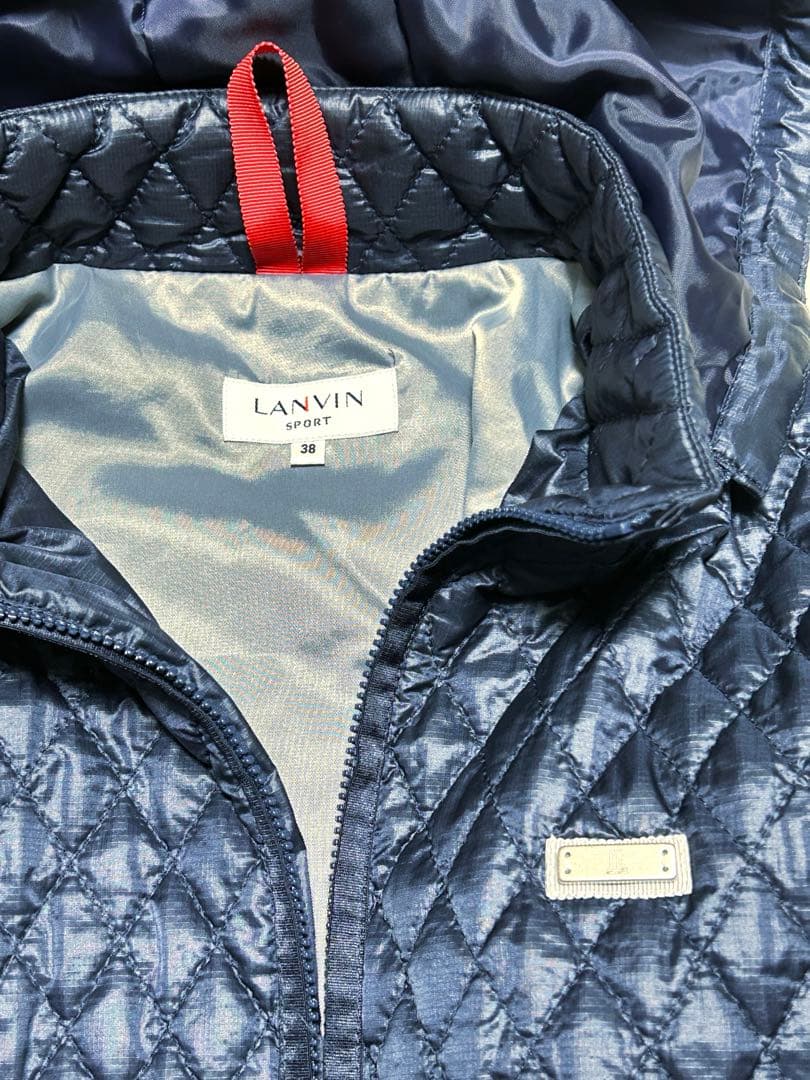 美品！ランバンスポール38キルティング中綿ブルゾン　ネイビー　3箇所ドローコード