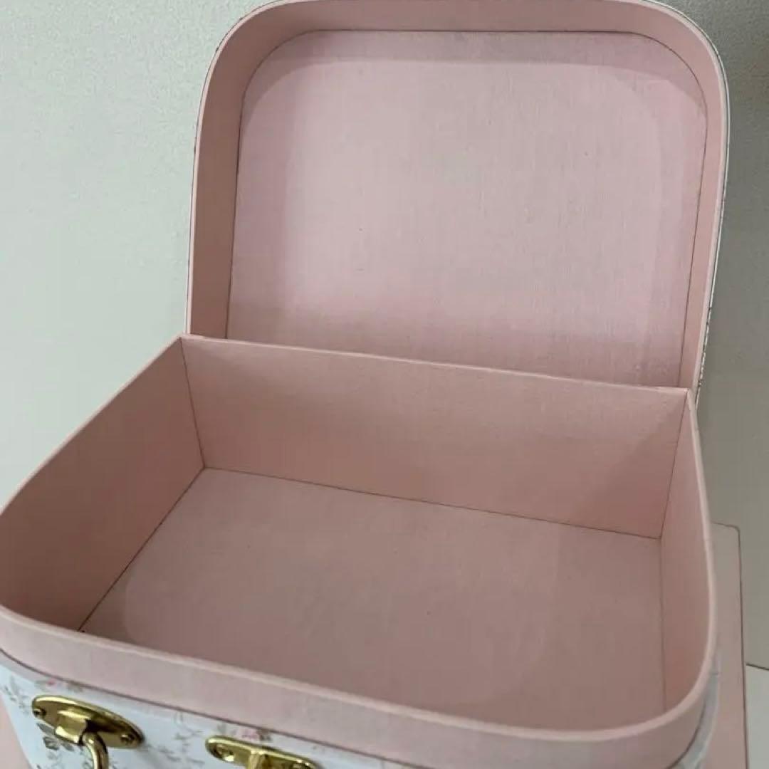 布張り木製ボックス 3個セット（フローラル柄 & ピンク）
