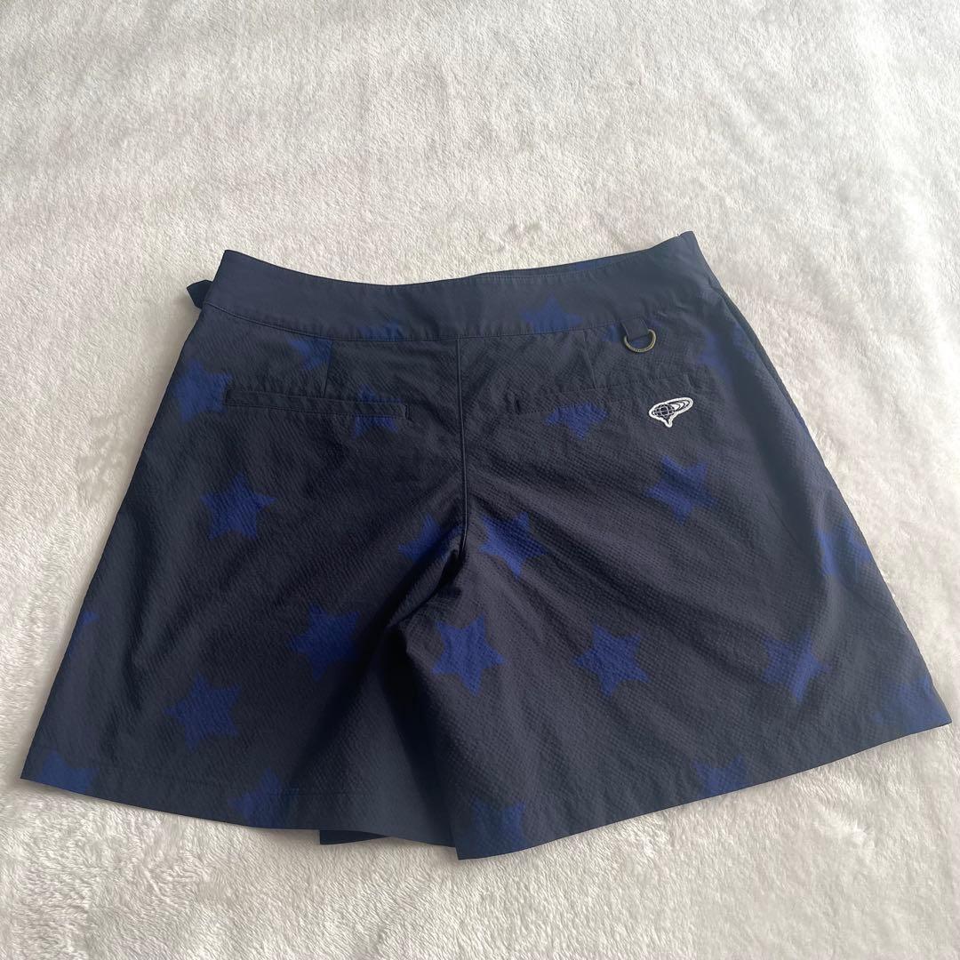 美品★ビームスゴルフ★ストレッチラップキュロット★スター★ネイビー★M