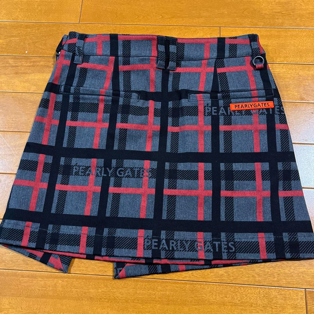 美品☆パーリーゲイツ チェック柄ラップ風スカート 0・00