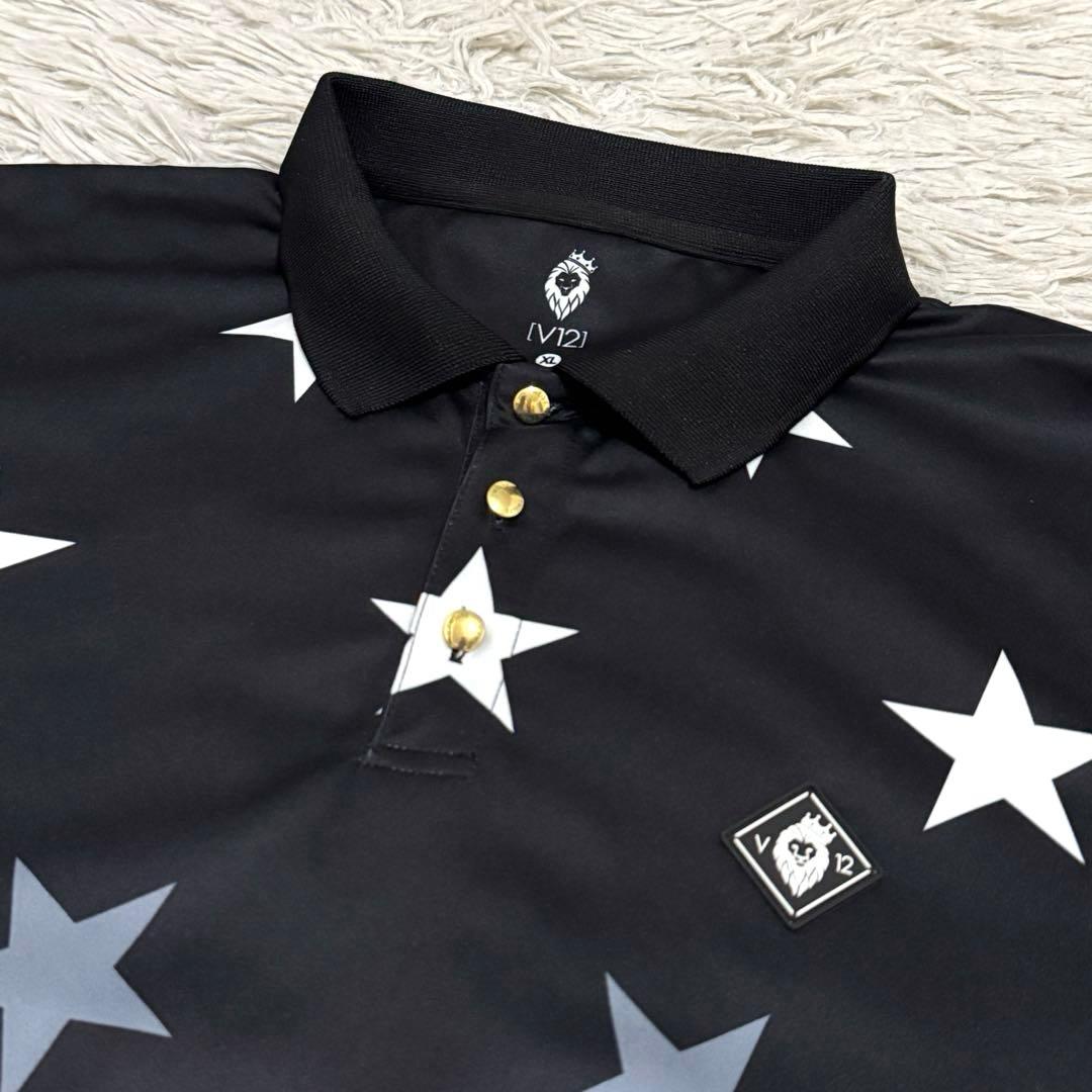 新品同様　V12　GRADATION STAR POLO　星柄　ポロシャツ　XL