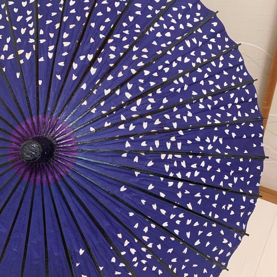 舞踊傘 濃紫　濃紺　桜吹雪　2本セット　蛇の目傘　日本舞踊　踊り　和傘　収納袋付