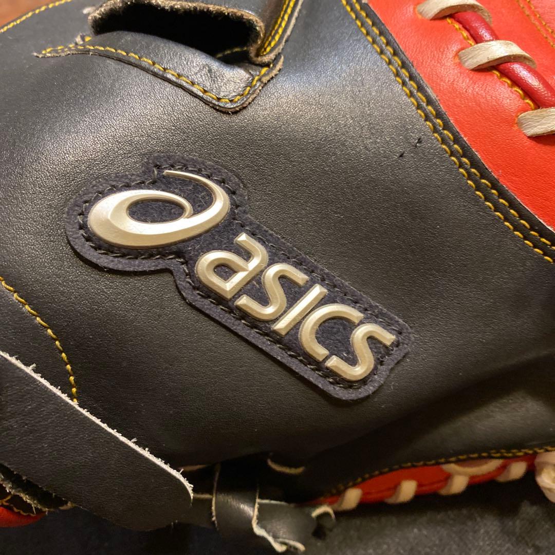 asics 軟式キャッチャーミット ブラック×オレンジ(一般軟式用)