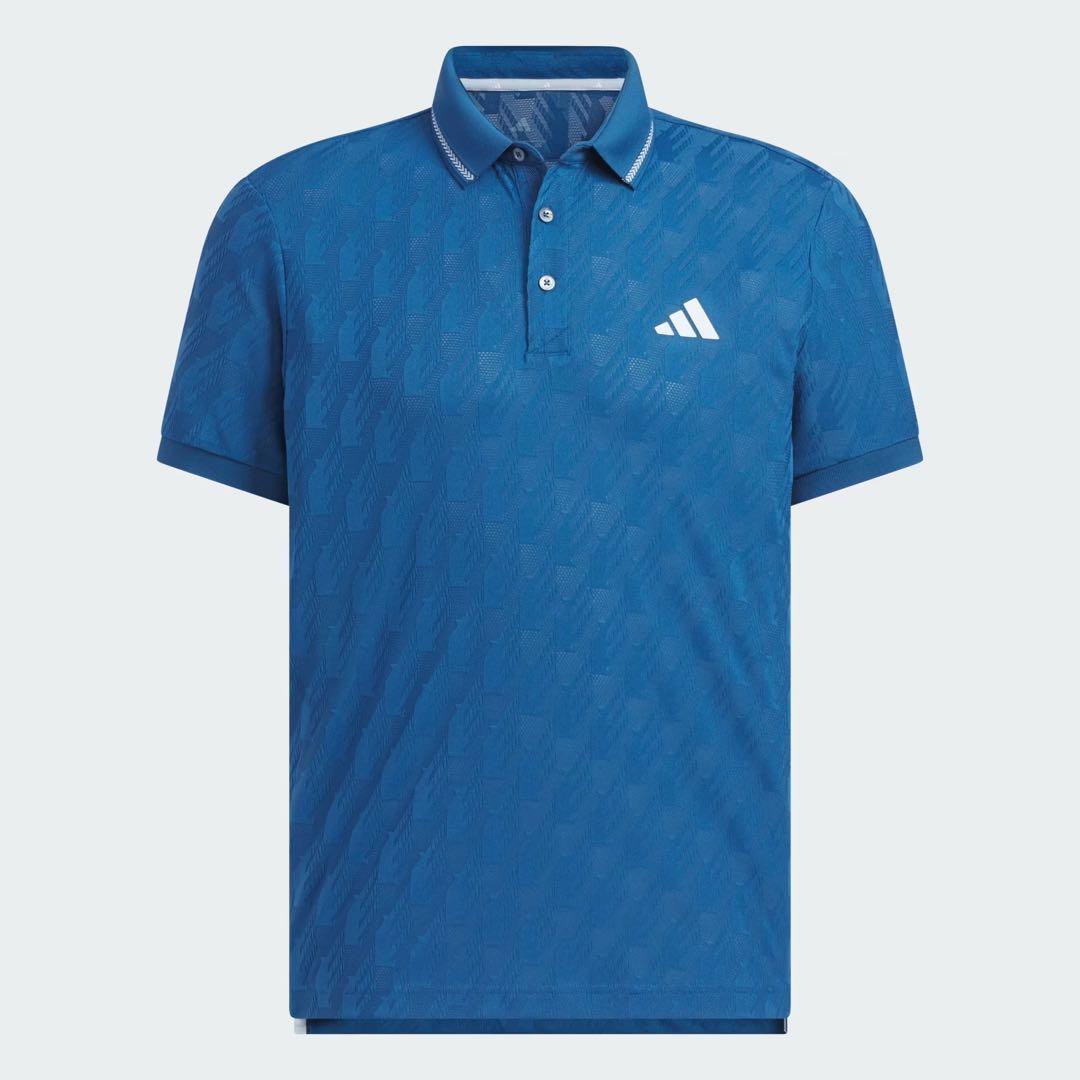 adidas ゴルフ ジャガードポロシャツ 青色 新品
