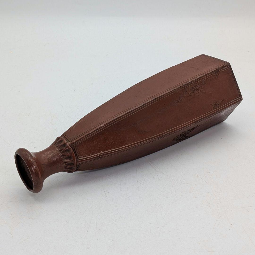 明治大正期 備前焼 傘徳利 合箱合布 松模様 一輪挿し花入 花器 フラワーベース