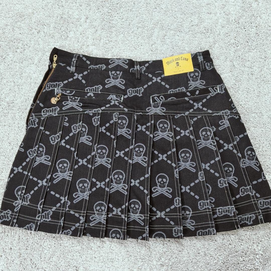 新品 MARK & LONA ゴルフスカート スカル柄 プリーツ スカート 38