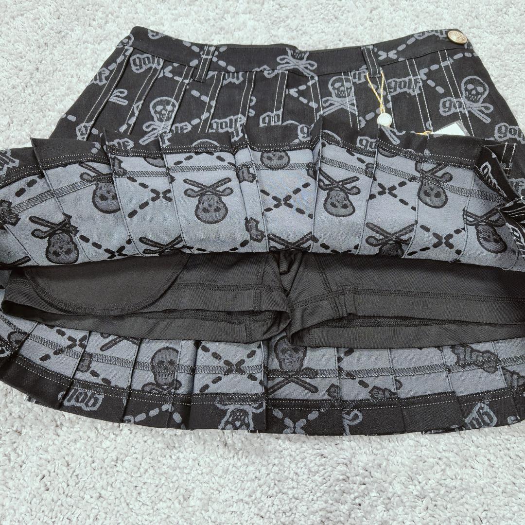 新品 MARK & LONA ゴルフスカート スカル柄 プリーツ スカート 38