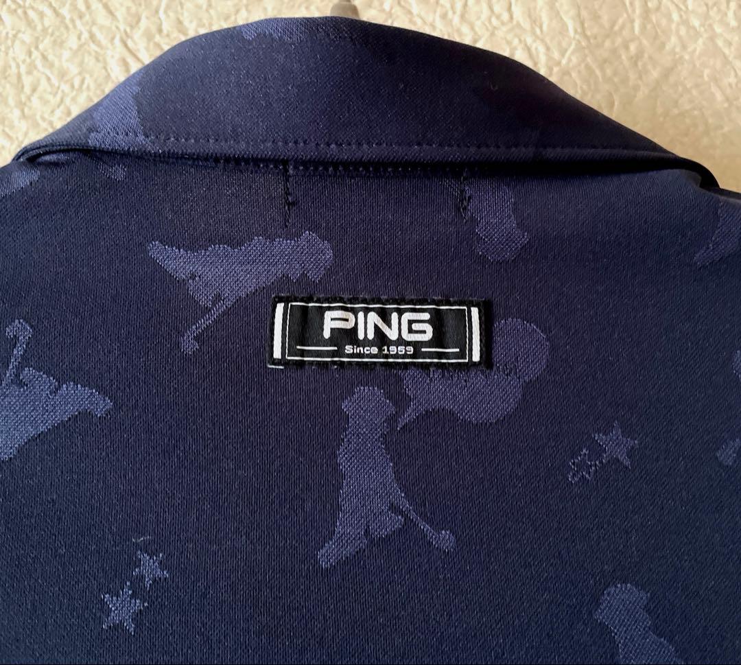 ＊PING メンズ　長袖ポロシャツ＊ネイビー＊Lsize＊新品タグ付✨ゴルフ