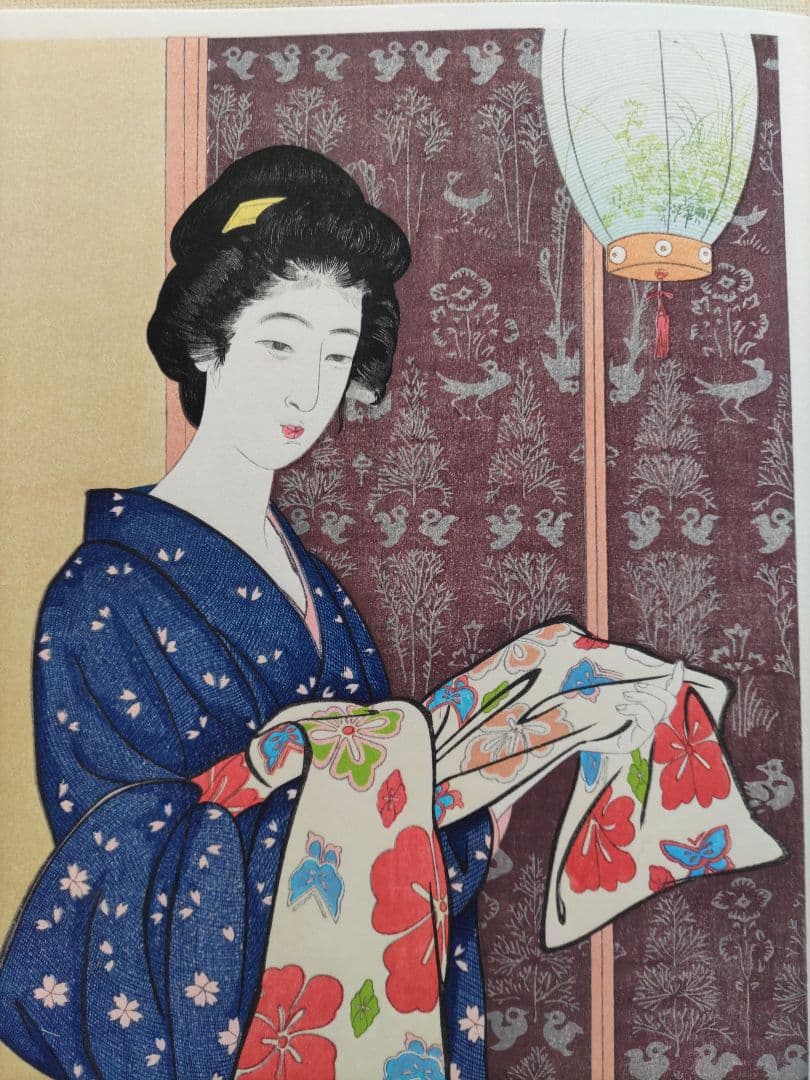新版 橋口五葉集 夏装の娘 丹青社版 美人画 手摺木版画 大判