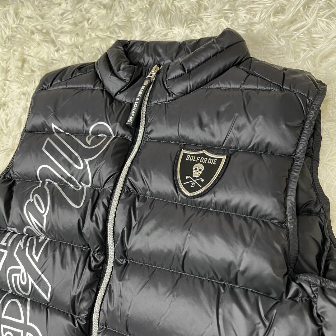【極美品】MARK & LONA ダウンベスト スカル ワッペン 黒 ゴルフ
