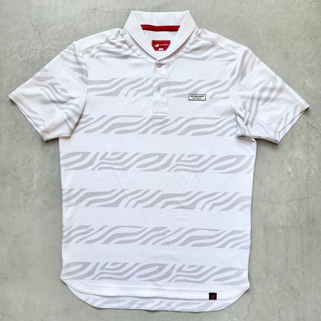 【美品】NEW BALANCE GOLF ゼブラボーダー柄 半袖ポロシャツ L