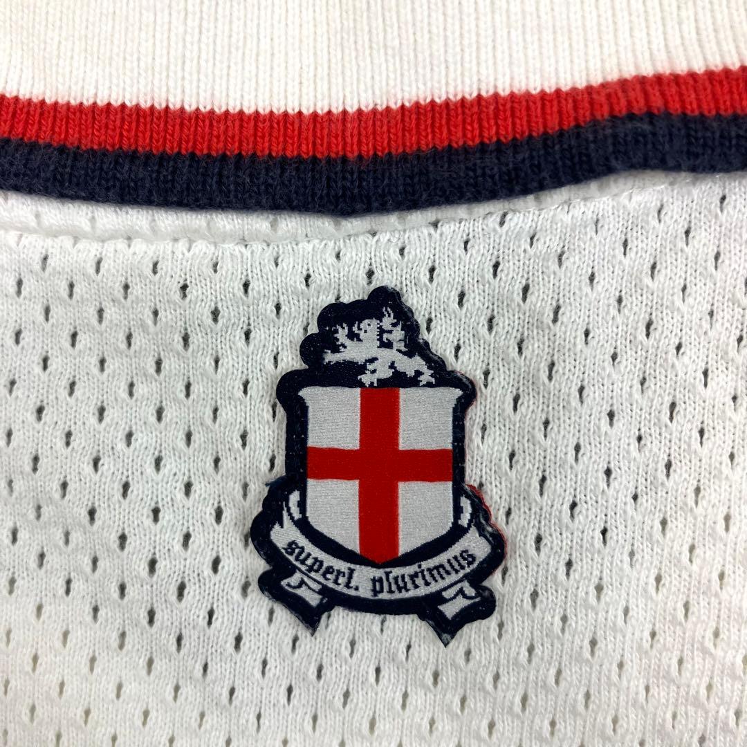 00s NIKE サッカーイングランド代表 ポロシャツ 古着 刺繍 国旗 白 L
