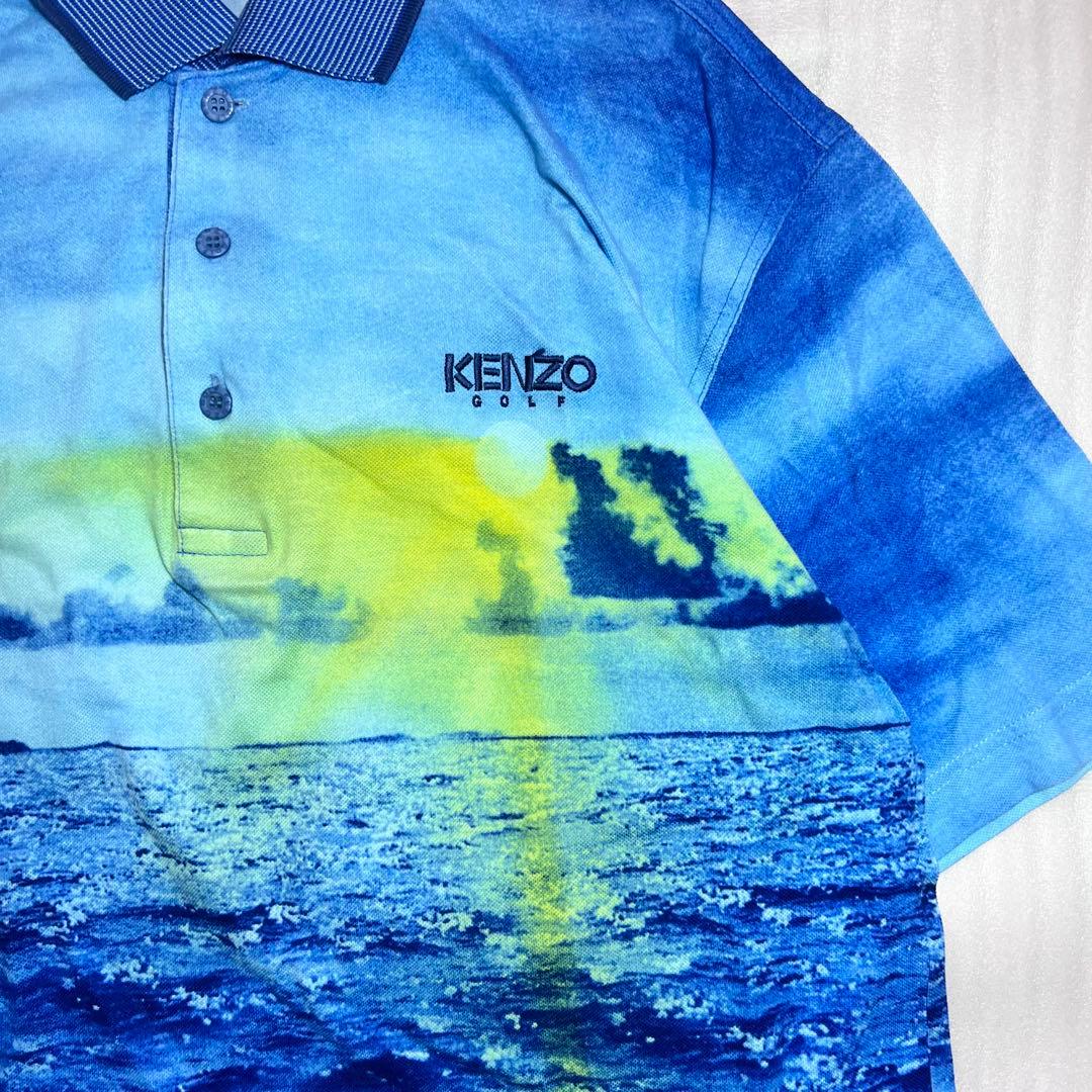 【未使用品】日本製 KENZO GOLF 総柄ポロシャツ ケンゾーゴルフ刺繍ロゴ