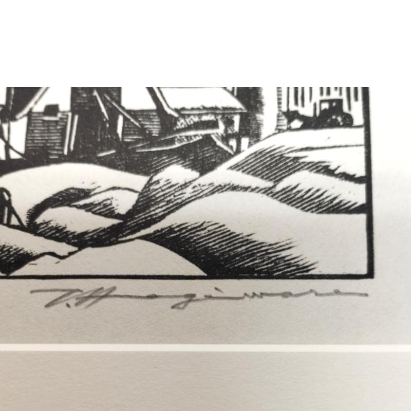 ☆萩原常良☆「 牧舎 」木版画 20/150 サイン入り 未使用！