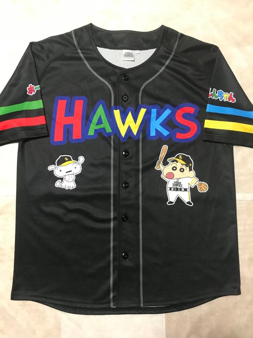 福岡ソフトバンクホークス クレヨンしんちゃんコラボユニフォーム 黒Lサイズ 新品