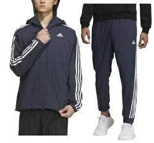 E2新品 XL アディダス adidas デニム風ウーブンセットアップ 上下 紺